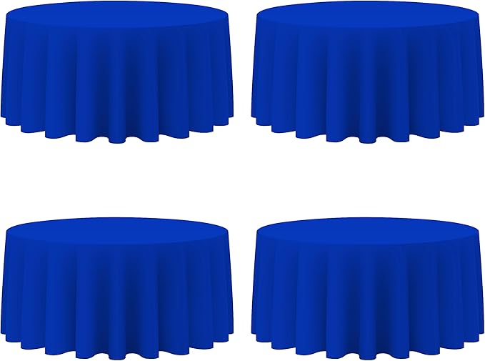 BRILLMAX 4 Pack Royal Blue Round Tablecloths 132 Inch - Circle Bulk Linen Polyester Fabric Washable Table Cloth Cover for Wedding Reception Banquet Birthday Party Buffet Restaurant