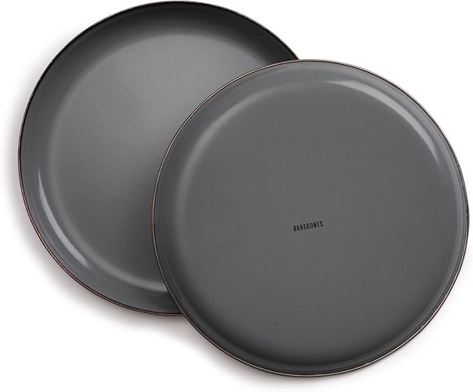 Barebones 8 Inch Salad Plate - Set of 2 Salad Plates - Enamelware Plates - Durable Kitchen or Camping Plate (Slate Gray)