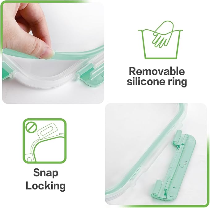 8 Pack 36oz Large Glass Meal Prep Containers with lids, Glass Food Storage Containers with Leak Proof Snap Lock Lids , Airtight Bento lunch Boxes, Kitchen Storage, Oven and Dishwasher Safe-Light Blue