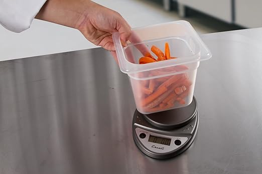 San Jamar Escali Digital Kitchen Scale, 11 lb Capacity, Tare Function, Precise Readout, Compact 8.5" x 6", Metallic Plastic (Model SCDG11M)