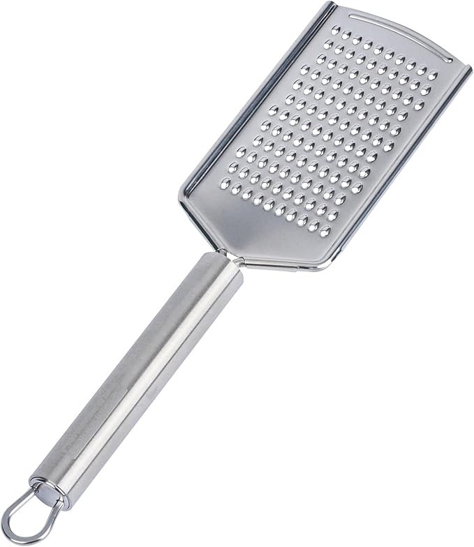 Restaurantware-German Standard Fine Handheld Grater, 1 Flat Cheese Grater - Dishwashable, Durable, Stainless Steel, With Handle, Suitable For Chocolate, Nutmeg, Garlic, Lemon, And, More