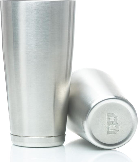 Bull in China 2-Piece Cocktail Shaker Stainless Steel – 28 oz Weighted Shaker & 18oz Weighted Cheater Tin, Professional Grade Bar Shaker, Premium Cocktail Shaker Set for Professional & Home Bartenders