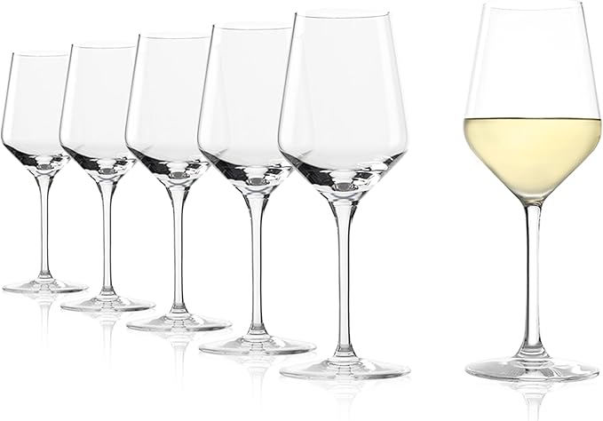 Stölzle Lausitz White Wine Glasses Revolution 6-Piece Set 12 1/4 oz – Wine Glasses Ideal for Heavy Wines & Medium-Bodied Reds – Elegant Wine Goblet – Dishwasher Safe & Made in Germany