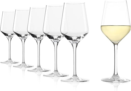 Stölzle Lausitz White Wine Glasses Revolution 6-Piece Set 12 1/4 oz – Wine Glasses Ideal for Heavy Wines & Medium-Bodied Reds – Elegant Wine Goblet – Dishwasher Safe & Made in Germany