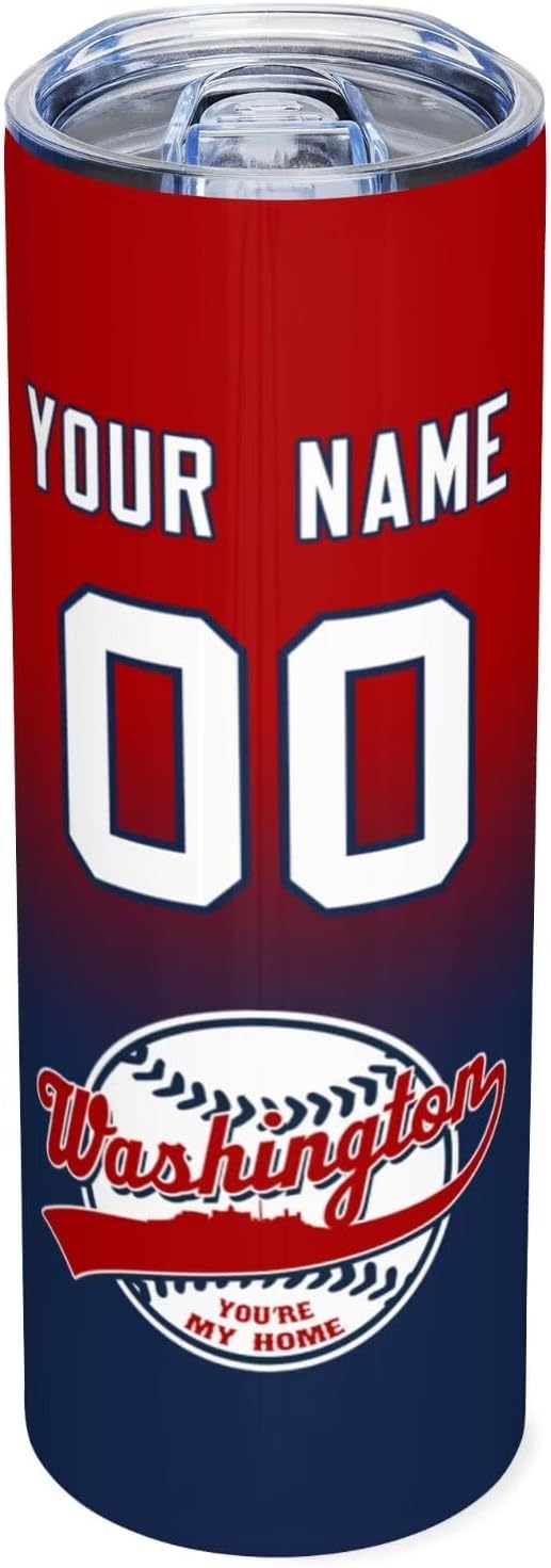 Custom Tumbler Stainless Steel Cup Personalized Baseball Vacuum Insulation Travel Mug Add Your Name Number Fans Gift for Baseball Fans