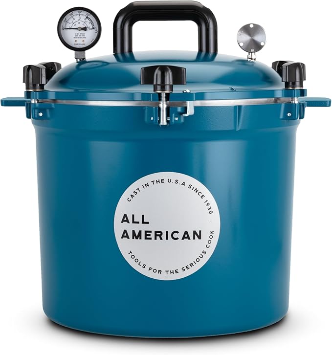 All American 1930-21.5qt Pressure Cooker/Canner (The 921), Berry Blue - Exclusive Metal-to-Metal Sealing System - Suitable for Gas, Electric, or Flat Top Stoves - Made in the USA