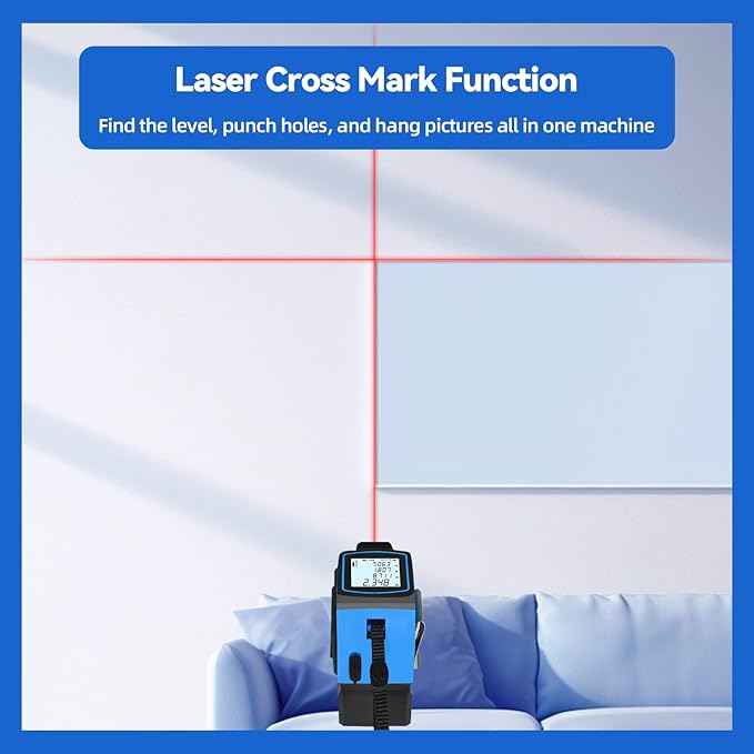 4-in-1 Laser Tape Measure 131Ft, Laser Crosshairs, 16ft Auto-Locking Tape, Digital Measurement Level, Backlit LCD Screen, Feet/Inches/Meters Unit Switching