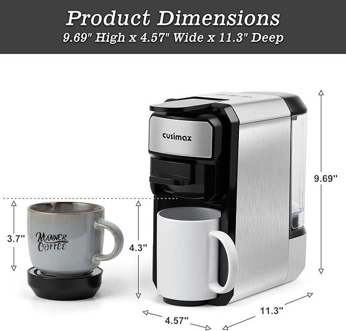 CUSIMAX Espresso Machine Single Serve Coffee Machine Compatible with Nespresso Pods, Adjustable Brewing Size, 19Bar Coffee Maker, Stainless Steel Espresso Maker with 20oz Remevable Water Tank