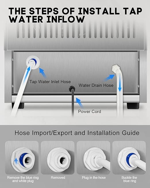 130LBS/24H Commercial Ice Maker Machine with 35LBS Capacity - Stainless Steel Undercounter/Freestanding Ice Cube Maker for Home Bar & Outdoor Use - Automatic Operation