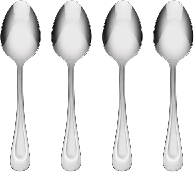 Oneida Satin Sand Dune Everyday Flatware Dinner Spoons, Set of 4, 18/0 Stainless Steel, Silverware Set, Dishwasher Safe