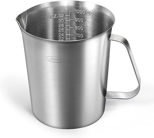 Measuring Cup, [Upgraded, 3 Measurement Scales, Including Cup Scale, ML Scale, Ounce Scale], Newness Stainless Steel Measuring Cup with Marking with Handle, 32 Ounces (1.0 Liter, 4 Cup)