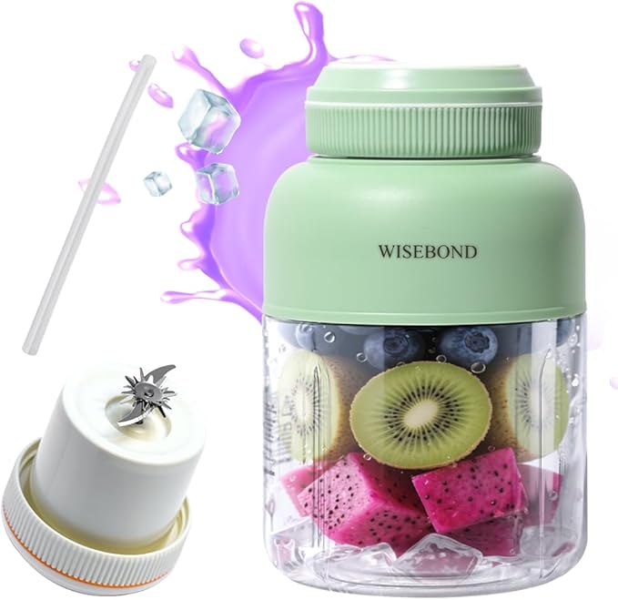 WISEBOND Portable Smoothie Blender for Shakes & Smoothies 43oz 1300ML large Capacity Cordless Juicer Cup Sharp Blades Powerful Blending Juice Vegetable Crush Small Ice for Kitchen Gym Outdoor