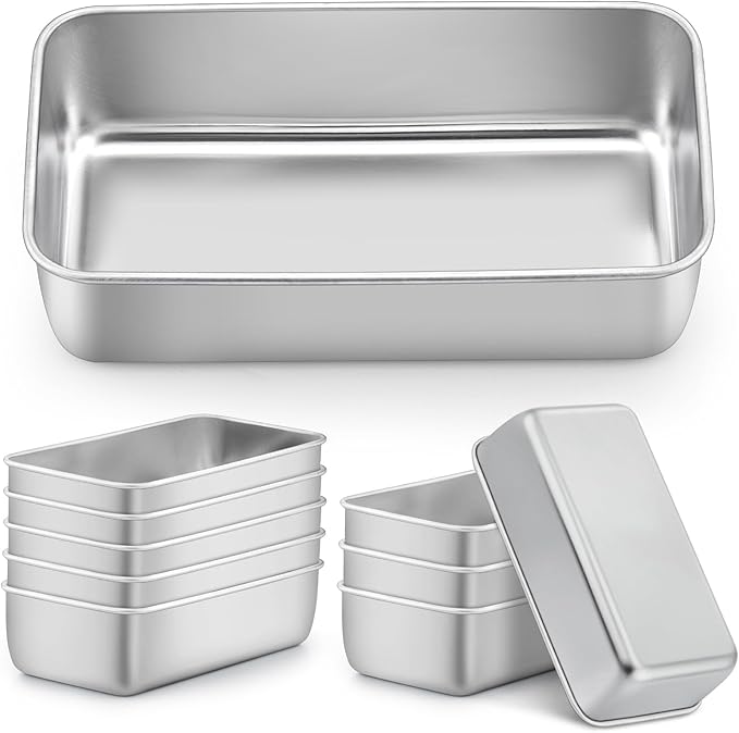 LIANYU 10 Pack Loaf Pans for Baking Bread, 9 x 5 Inch Stainless Steel Bread Loaf Pans for Sourdough, Cake Brownies, Heavy Duty Loaf Tins for Oven, Dishwasher Safe