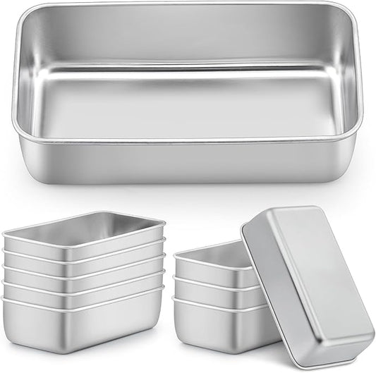 LIANYU 10 Pack Loaf Pans for Baking Bread, 9 x 5 Inch Stainless Steel Bread Loaf Pans for Sourdough, Cake Brownies, Heavy Duty Loaf Tins for Oven, Dishwasher Safe