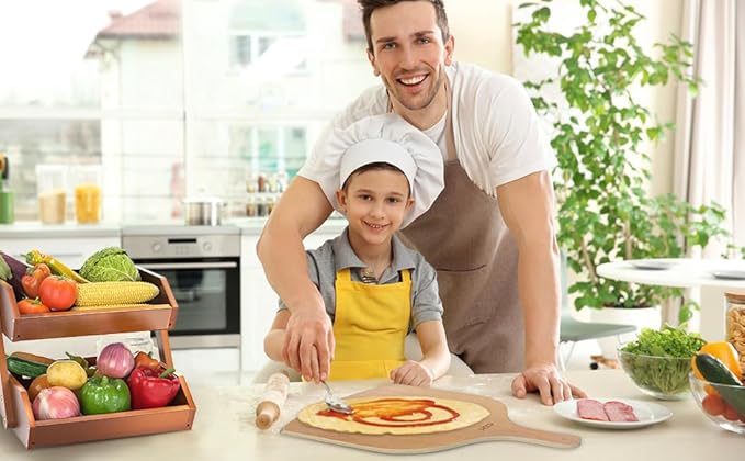 4 Pack Wooden Pizza Peel, 12 inch Premium Large Pizza Paddle with Wood Handle for Pizza Oven, Stone, Pan or Grill, Pizza Spatula for Baking Bread and Cake Indoor&Outdoor