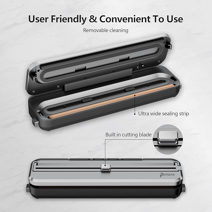 [2025 New] Vacuum Sealer Machine for Food, 4-in-1 Automatic Food Vacuum Sealer for Food Storage with Built-in Cutter & 30 Bags – Airtight Sealing Machine for Meat, Vegetables, Fruits, Snacks