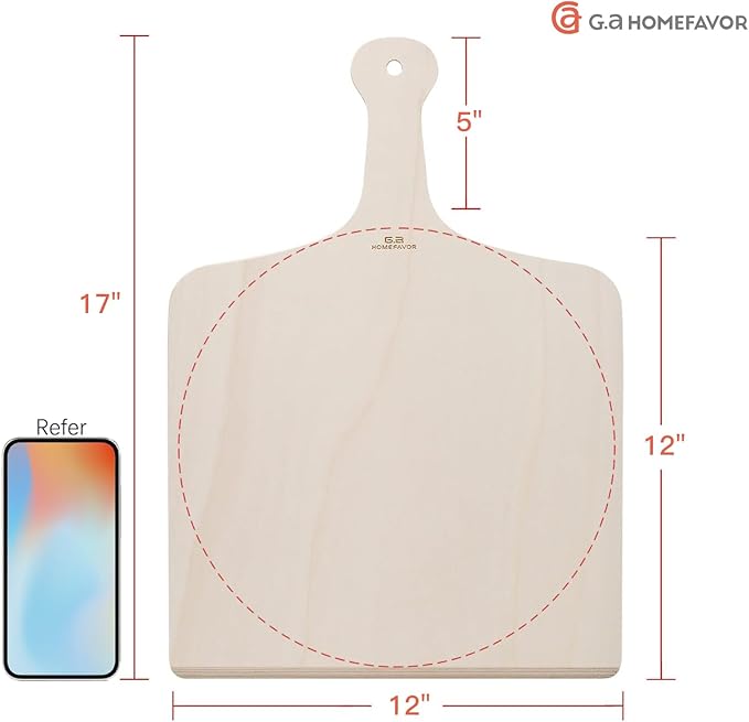 G.a HOMEFAVOR Pizza Peel, 12 x 16 Inch Wood Pizza Paddle for Baking Homemade Pizza, Wooden Pizza Spatula Oven Accessory, Large Cutting Board Set for Bread Fruit Vegetables (3-Pcs)