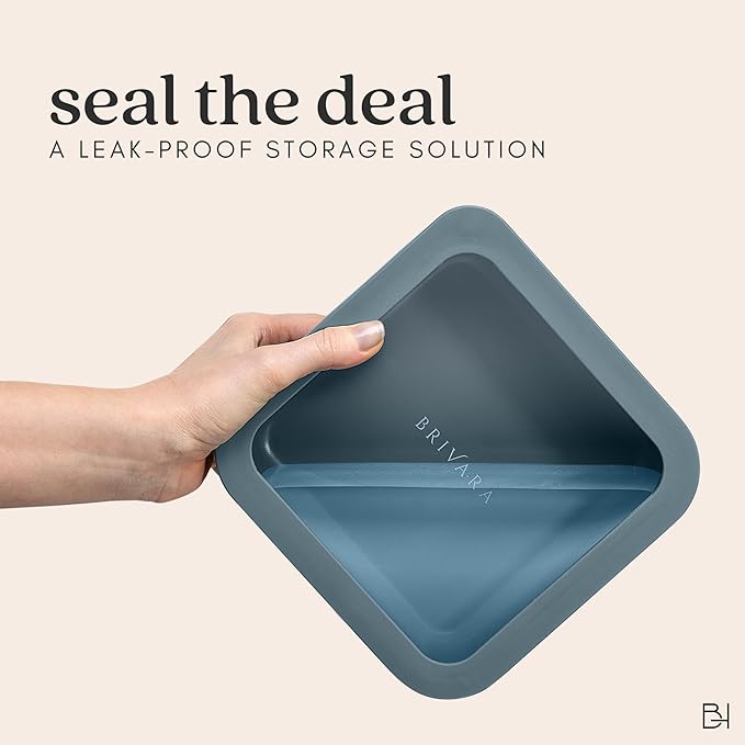 Ceramic Coated Glass Food Storage Container | No PTFE, PFOA, PFAS, and BPA | Reusable Non Toxic Meal Prep Container with Glass Lid | Easy To Store | 5 Cup Square [Dusk]