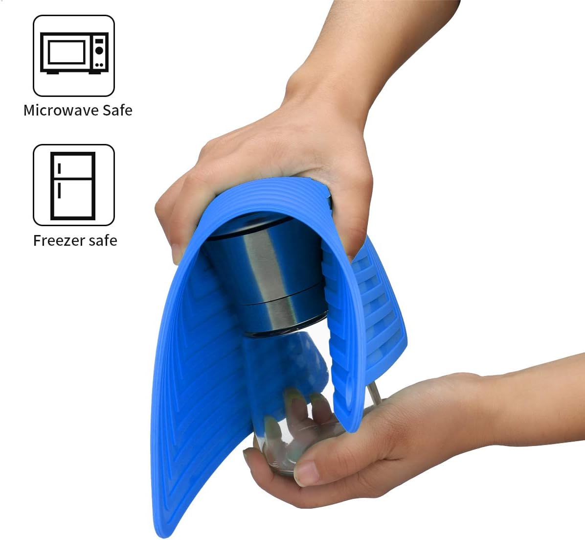 Large Silicone Trivet Mats for Hot Dishes/Pans, Heat Resistant Pot Holder, 9"x12" Non Slip Flexible Durable Pot Coaster Kitchen Table Mats Set of 2 (Blue)