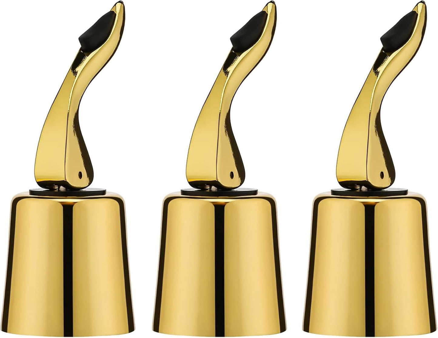 Wine Stoppers for Wine Bottles with Stainless Steel Vacuum Wine Bottle Stopper with Silicone Reusable Wine Corks, Leak proof Keep Fresh Suitable for Red&White Bottle (Gold, 3 Pack)