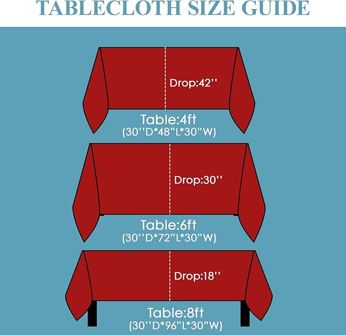 VidaFete Tablecloth 2 Pack 90 * 132inch Rectangle Table Cloth Polyester, Stain Wrinkle Resistant Polyester Dining Table Cover for Kitchen Dinning Party Wedding Rectangular Buffet Decoration(Red)
