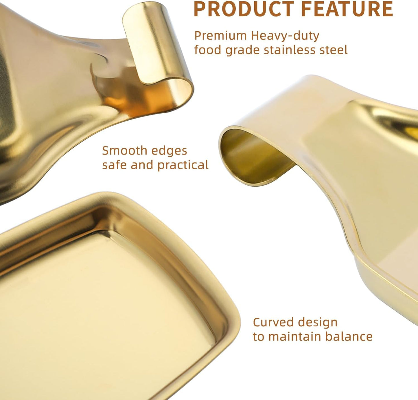 MSY BIGSUNNY Stainless Steel Utensil Tray Spoon Rest Holder for Stove Top, 2 Pack Stainless Steel Spoon Rest, Golden