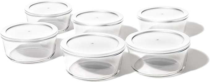 12-Piece Glass Food Storage Containers Set (6 Containers + 6 BPA-Free Lids) | 4-Cup, Leakproof | Microwave, Freezer, Oven & Dishwasher Safe | Ideal for Meal Prep & Pantry Organization