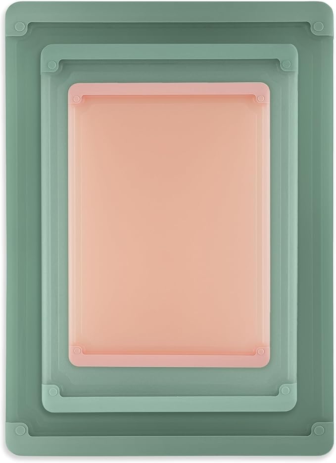 COOK WITH COLOR Extra Large Cutting Board Set, Jumbo-Sized Boards with Rubber Border for Enhanced Cooking Experience, 3-Piece, Blue/Teal