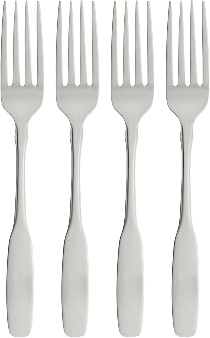 Oneida Paul Revere Fine Flatware Dinner Forks, Set of 4 , 18/10 Stainless Steel, Silverware Set, Dishwasher Safe