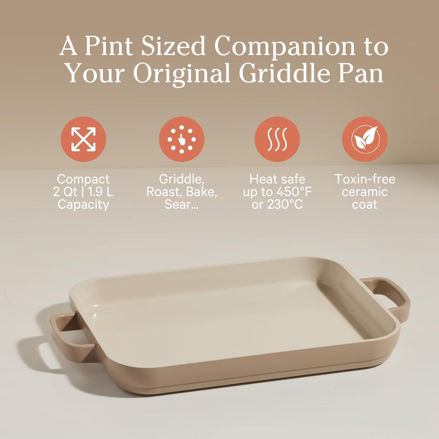 Our Place Mini Griddle Pan - 2 Quart Nonstick Ceramic Sheet Pan & Stovetop Griddle with Handles | Toxin-Free Cast Aluminum | Oven Safe up to 450°F | Steam