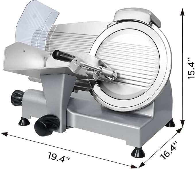 10" Commercial Meat Slicer, 340W, Electric Deli Slicer with Adjustable Thickness, Stainless Steel Blade, Built-in Sharpener, Removable Blade for Easy Cleaning
