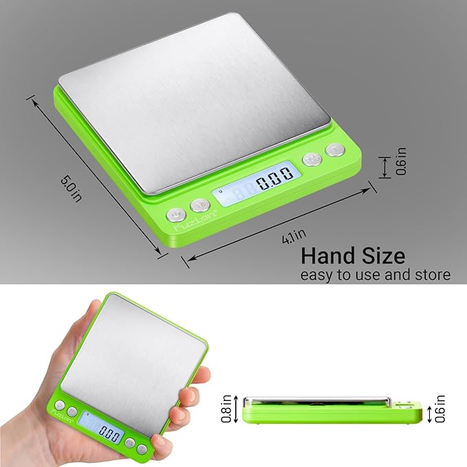Fuzion Digital Scale .01 Gram Accuracy, 500g Mini Food Scales for Small Jewelry, Gold, Herb, Spice - Weight Gram and Oz