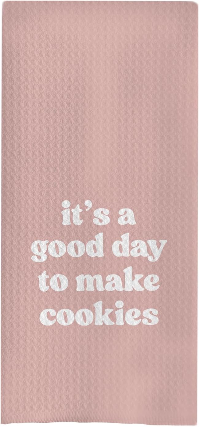 Baking Towels, Tea Towels for Baking, Gifts for Bakers Cookie Lovers Cooks, Baking Gifts for Women Bakers, It's a Good Day to Make Cookies Kitchen Towels, 16x24 （13）