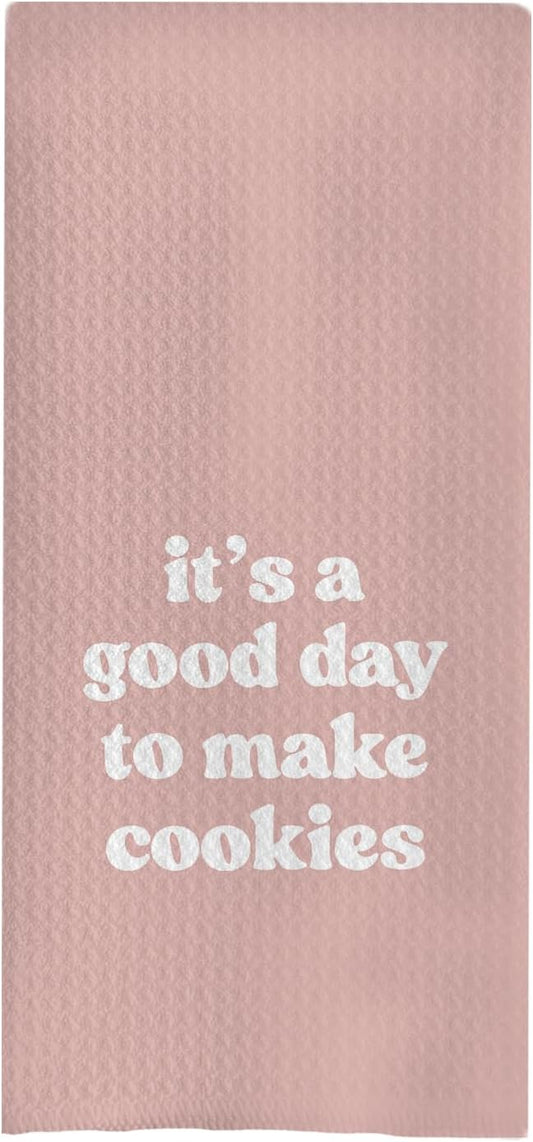 Baking Towels, Tea Towels for Baking, Gifts for Bakers Cookie Lovers Cooks, Baking Gifts for Women Bakers, It's a Good Day to Make Cookies Kitchen Towels, 16x24 （13）