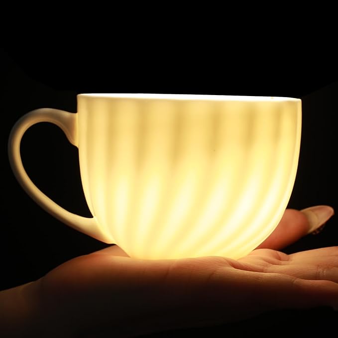 Fine Bone China Cappuccino Mugs Set of 2, 7 Oz Spiral Pattern Lightweight Ceramic, Art Coffee Cups with Saucers, for Latte, Mocha, Tea, Espresso, Macchiato, Americano