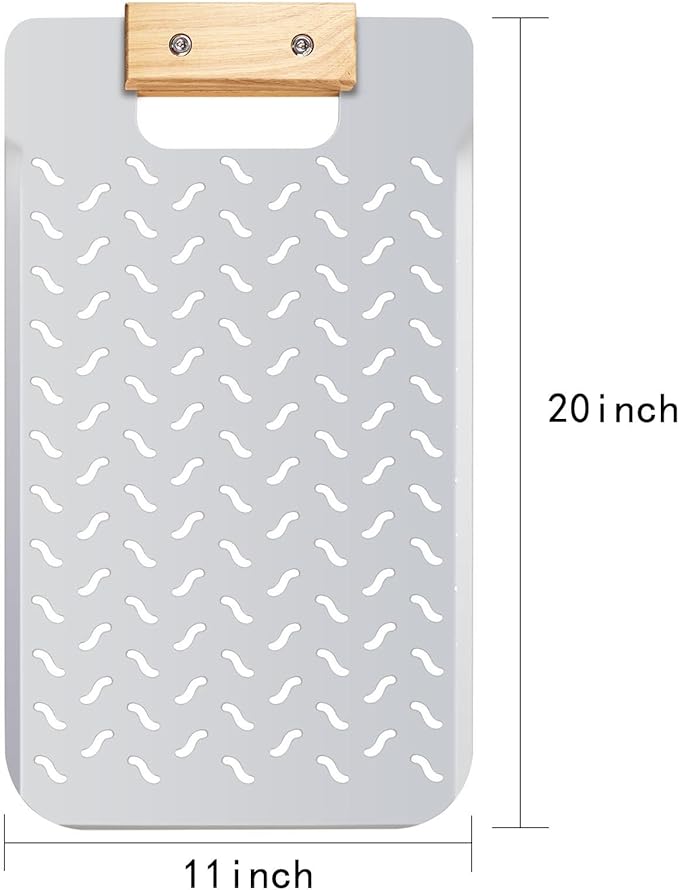 Pizza Peel Metal Rectangular Perforated Pizza Peel With Wood Handle 20 x 11 Inch Aluminum Lightweight Pizza Paddle Pizza Oven Accessories