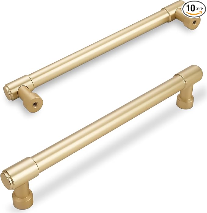 10 Pack Brushed Gold Cabinet Pulls 12-1/2 Inch(320mm) Hole Centers Kitchen Cabinet Handles Gold Drawer Pulls
