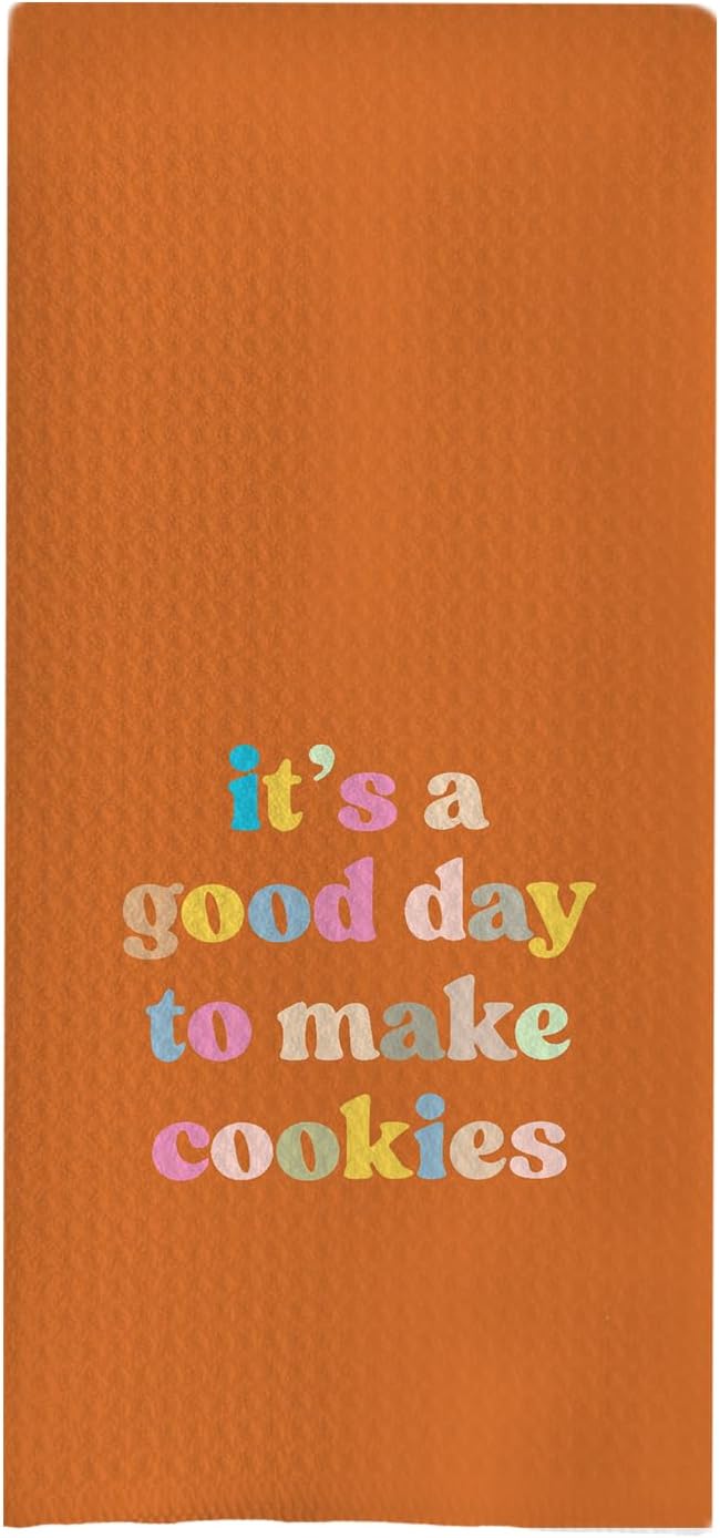 Baking & Kitchen Towels, Tea Towels for Bakers & Cooks, Gifts for Cookie Lovers, 16x24 (Orange)
