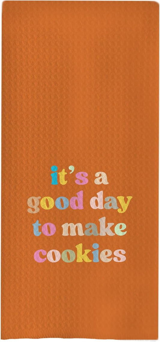 Baking & Kitchen Towels, Tea Towels for Bakers & Cooks, Gifts for Cookie Lovers, 16x24 (Orange)