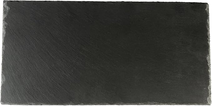 Restaurantware Slate Serving Trays 4 Pack of 15.7" x 7.8" Foam Feet Charcuterie Stone Plates Rustic Edges Freezable Black Serving Display Cheese Boards for Kitchen, Gourmet, Dining, Parties