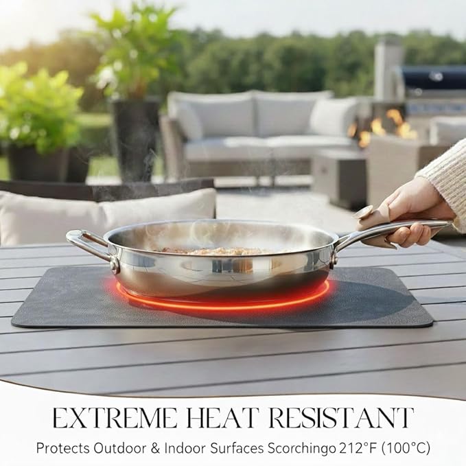 ICEDOG 12"x17" Waterproof PU Placemats - Faux Leather Heat-Resistant & Reversible Table Mats | Oil-Proof, Non-Slip for Kitchen, Dining, Outdoor BBQ (6, Black)