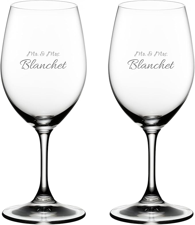 Riedel Personalized Ouverture White Wine Glasses, Set of 2 Custom Engraved 10oz Crystal Wine Glasses for Chardonnay, Pinot Grigio, Gift for Wine Lovers