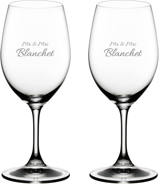 Riedel Personalized Ouverture White Wine Glasses, Set of 2 Custom Engraved 10oz Crystal Wine Glasses for Chardonnay, Pinot Grigio, Gift for Wine Lovers