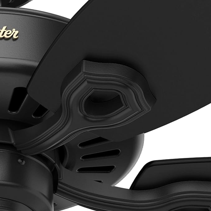 Hunter 52 inch Indoor Ceiling Fan No Light with Pull Chain - Black Ceiling Fan without Light, Standard Mount, 5 Blades, For Bedroom, Living Room, or Kitchen - Builder Elite 53243, Matte Black