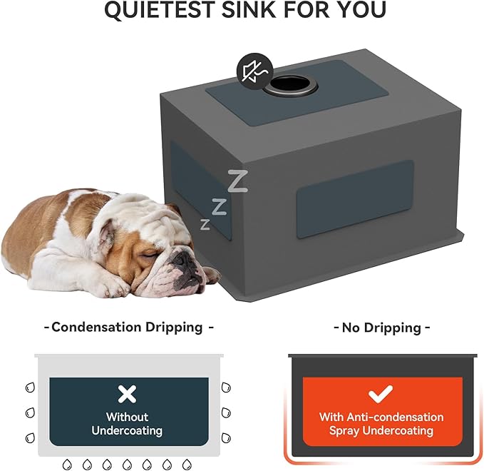 Lordear 23 Black Laundry Sink Stainless Steel 23" x 18" x 13" Undermount Sink Single Bowl 16 Gauge 13 Inch Deep Laundry Room Utility Sinks Handmade Under Counter Kitchen Basin Gunmetal Black