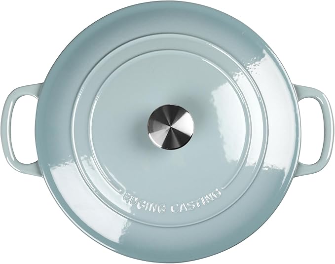 Enameled Dutch Ovens Cast Iron Dutch Oven Pot with Lid for Bread Baking, Cook, Dual Handle, 5.5 Quart, Seasalt