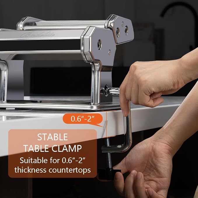 Pasta Maker Machine 150 Manual Pasta Machine with Roller & Cutter Adjustable 9 Thickness & 2 Width Hand Crank Noodles Maker for Spaghetti, Fettuccini, Lasagna