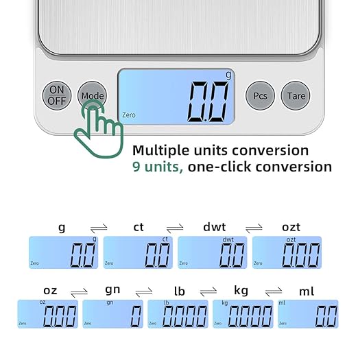 Upgraded Larger Size Digital Food Scale Weight Grams and OZ, 5kg/0.1g Kitchen Scale for Cooking Baking, High Precision Electronic Scale with LCD Display