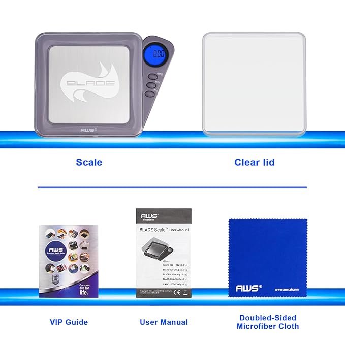 American Weigh Scales 200g x 0.01g Digital Pocket Gram Scale-Blade Series | Precision Mini Scale 0.01g Accuracy, Pocket Scale for Kitchen, Gold, Gems & Coin Scale, Smart Digital & Compact Scale