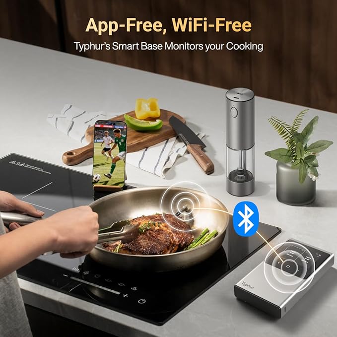 Typhur Sync Dual Gen 2 WiFi Wireless Meat Thermometer, 2 Probes, Smart Base, LCD Display, Unlimited Range, Bluetooth 5.3, Improved Stability, NIST-Certified Accuracy, BBQ, Grill, Smoker, Oven